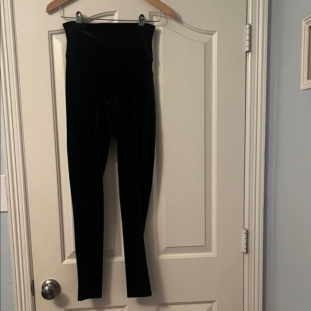 Spanx dark green velour leggings